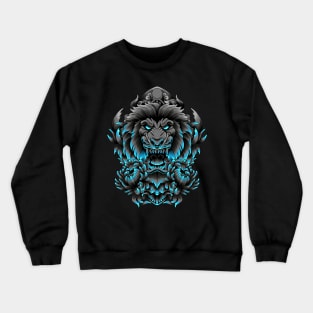 angry lion with flower and ornaments Crewneck Sweatshirt